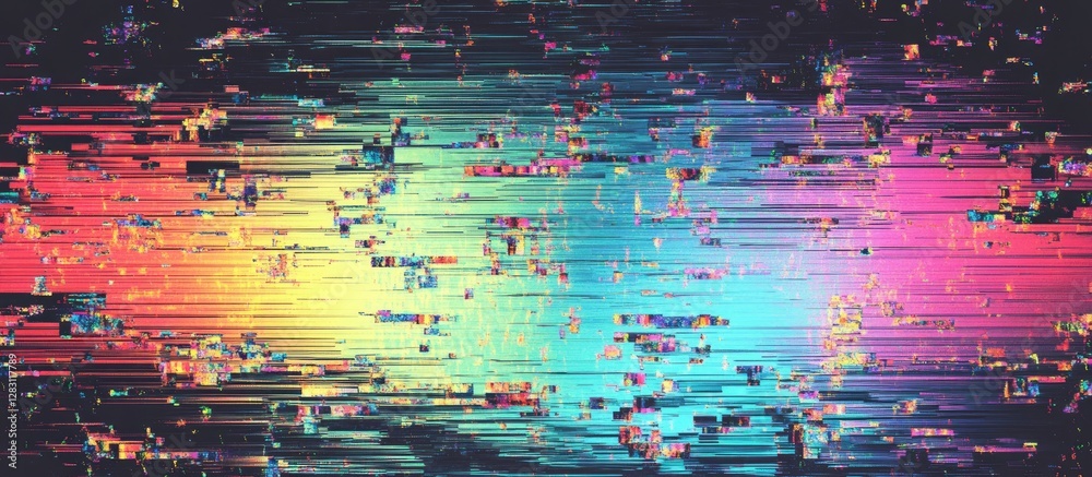 Poster colorful abstract grainy gradient background with vibrant pink, blue, and green vertical lines creat
