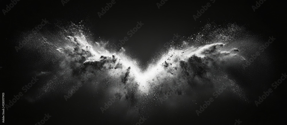 Leinwandbilder abstract white powder explosion creating a musical symbol shape against a dark background with dynam
