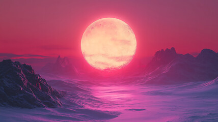 Fototapeta premium Intense red sunset filling the sky with dramatic colors as day turns to night