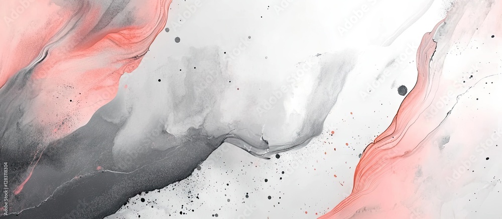 Aufkleber abstract fluid art featuring soft pink, gray, and white hues blending seamlessly with subtle speckle