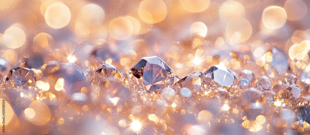 Leinwandbilder Sparkling bokeh background with soft golden and silver glitters, creating an ethereal abstract effect of light and brilliance, ideal for festive themes