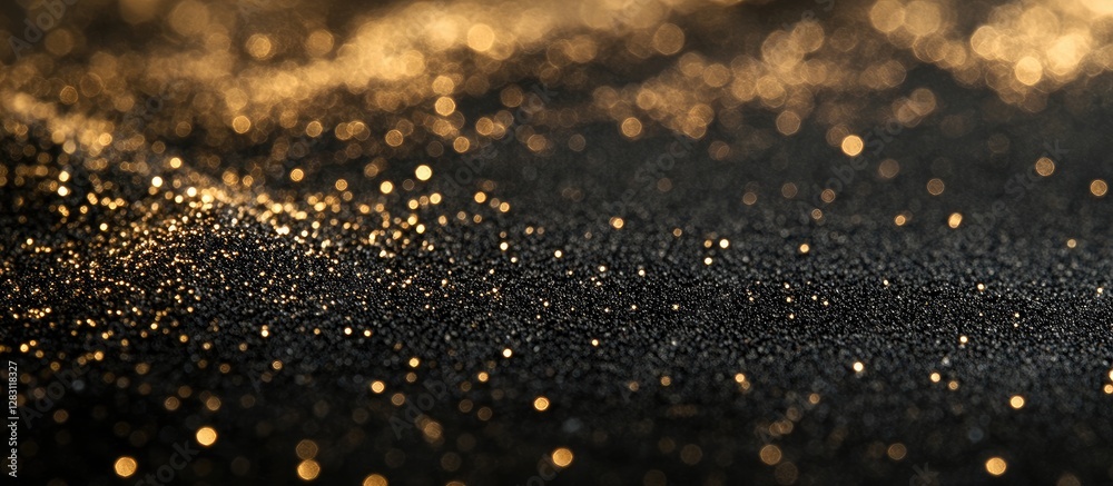 Fototapete elegant abstract background featuring a rich blend of black and gold shimmering textures, with scatt