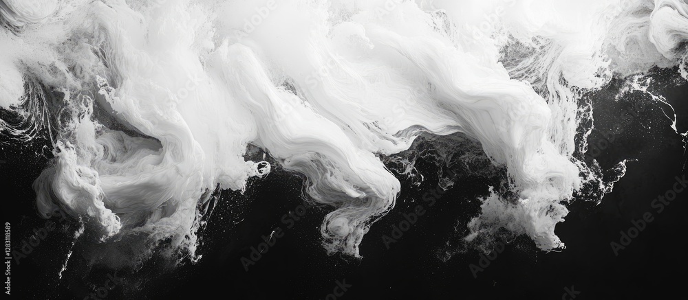 Fototapete monochrome swirling particles in black and white create an immersive abstract background with flowin