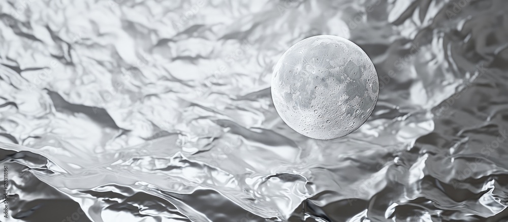 Poster moonlit silver foil backdrop with a glowing full moon centered, creating a modern spooky aesthetic p