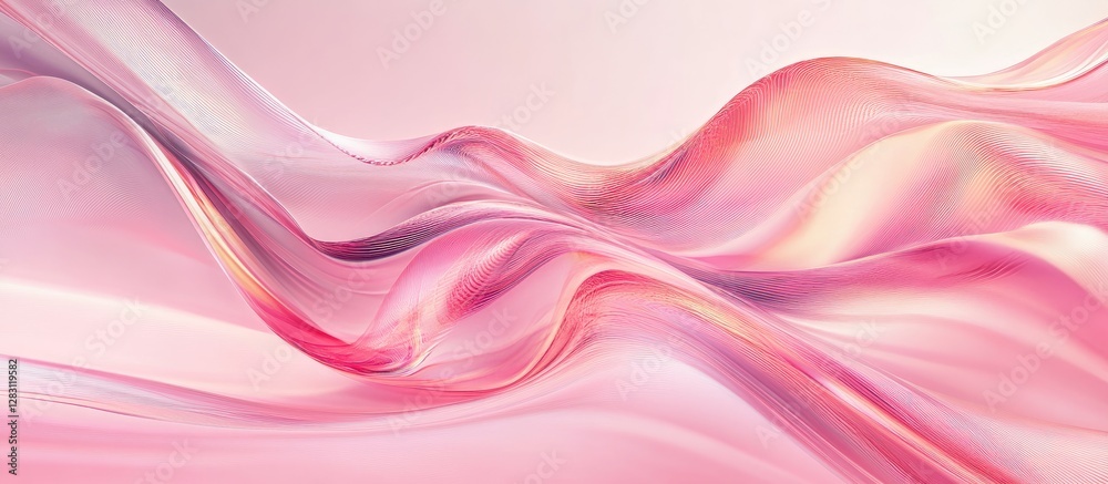 Poster flowing pink wave patterns create a modern abstract background with soft gradients and a tech-inspir