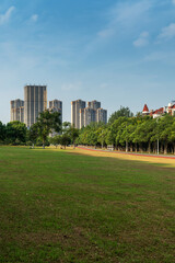 spring park and modern city