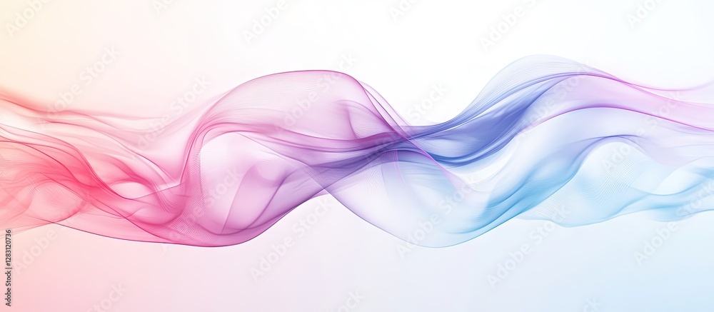 Leinwandbilder Soft flowing waves of pink and blue hues create an abstract background, blending gracefully against a light gradient backdrop.