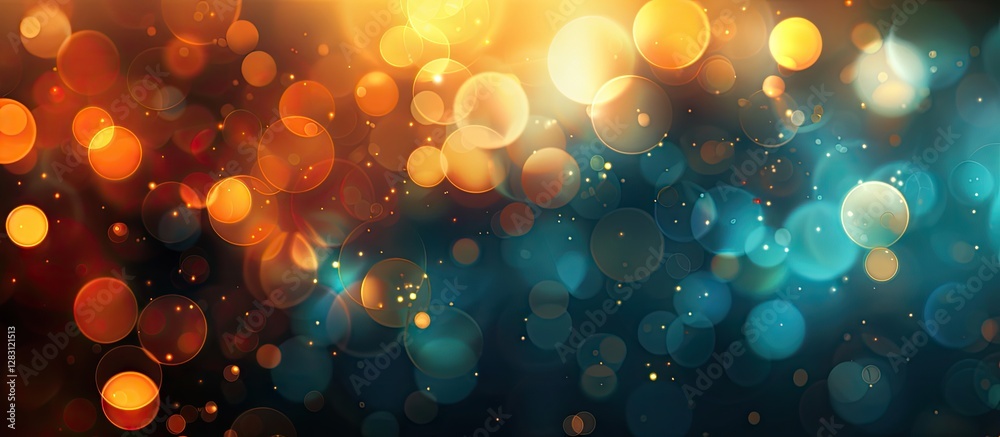 Leinwandbilder bokeh background featuring warm orange and cool blue hues with soft circular lights creating an abst