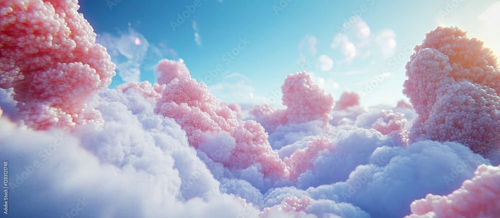 Aufkleber soft fluffy pink cloud formations billow above a vibrant blue sky creating a stunning contrast with 