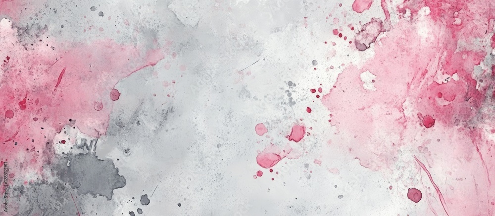 Leinwandbilder gray and pink abstract watercolor background with splashes and soft textures in a balanced compositi