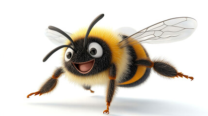 A cartoon bee with its mouth open and its eyes wide open. generated using AI