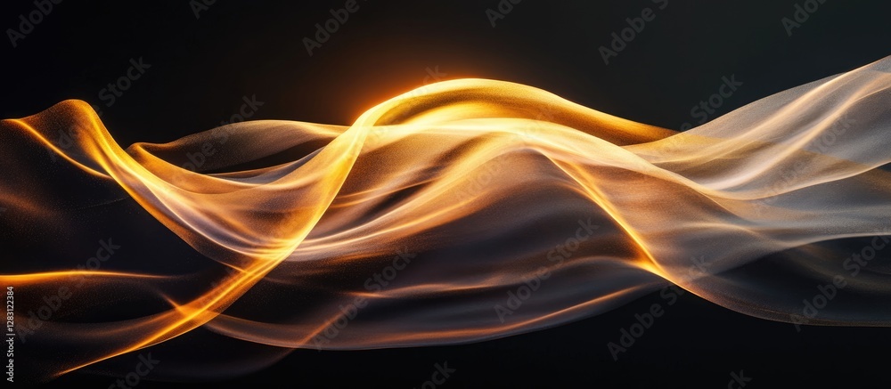 Aufkleber golden wave of light flows gracefully against a dark background, featuring smooth gradients and soft