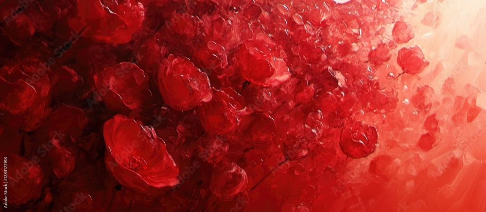 Leinwandbilder abstract close-up of red bubbles and textured surfaces with varying shades of red and light, creatin