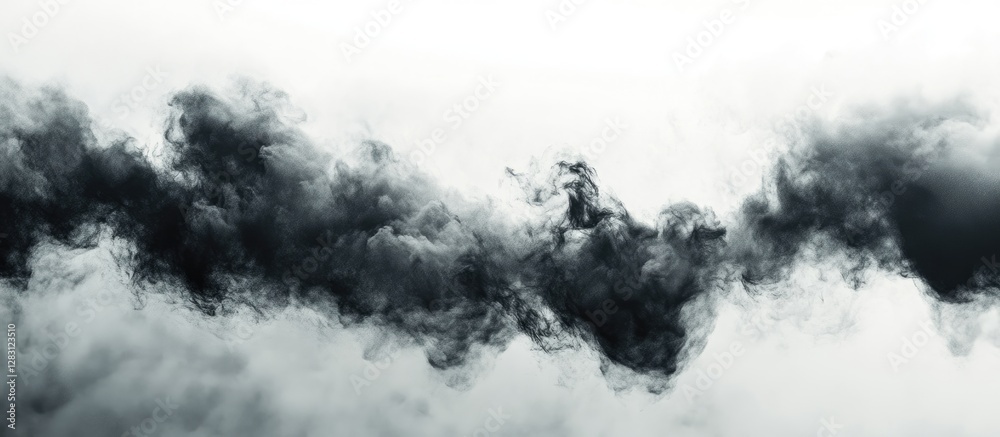 Aufkleber dramatic monochrome landscape featuring swirling dark clouds against a misty white background creati