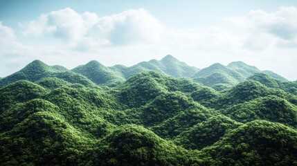 Naklejka premium Majestic mountainous landscape lush green valleys nature photography serene environment wide-angle view tranquility