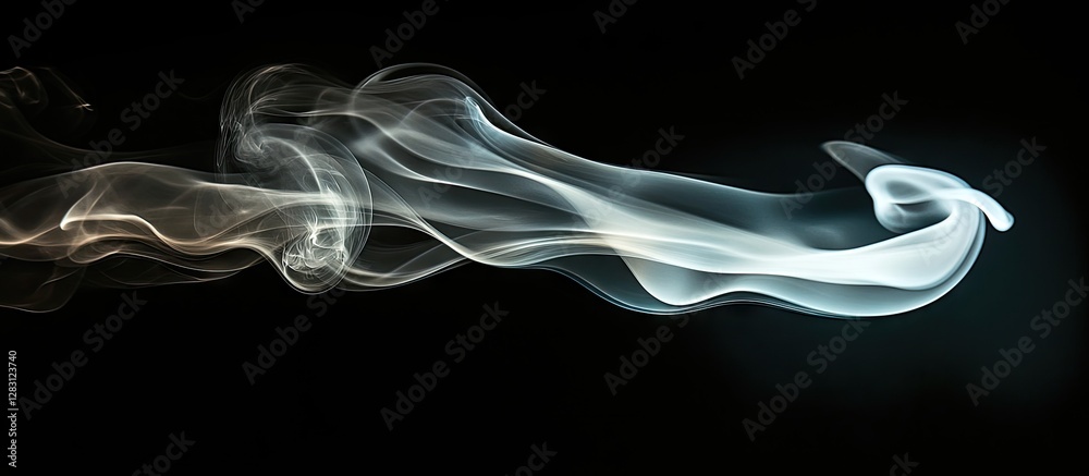 Fototapete flowing delicate white smoke gracefully moves across a dark background with subtle gray highlights c