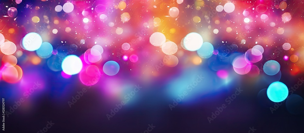 Fototapete colorful bokeh lights in vibrant pink, blue, and yellow create a dreamy abstract background with sof