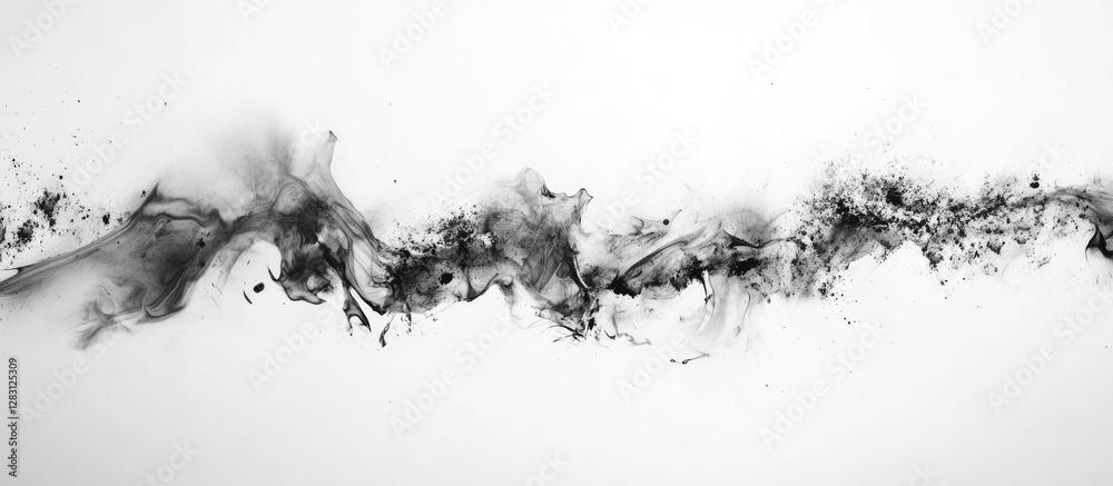 Poster elegant gray abstract stain on a stark white background, showcasing a textured, aged appearance with