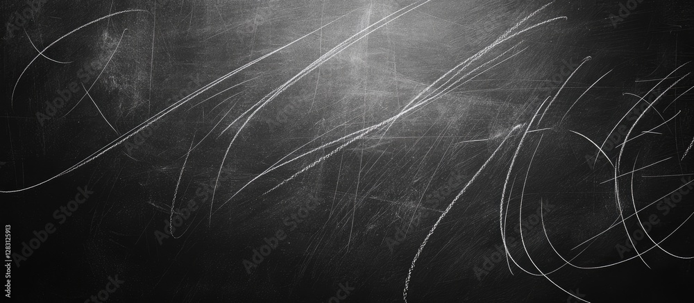 Leinwandbilder Chalkboard background in black with intricate white chalk lines sketched across the surface creating an artistic visual effect and texture.