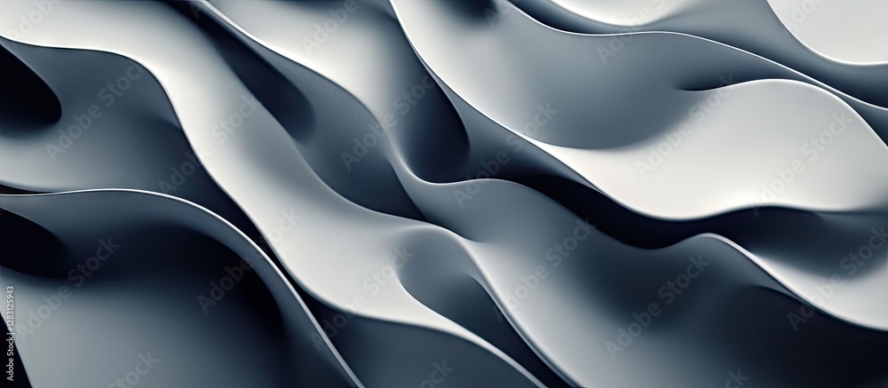 Poster fluid gray waves create a modern abstract wallpaper with smooth gradients and layers, showcasing sha