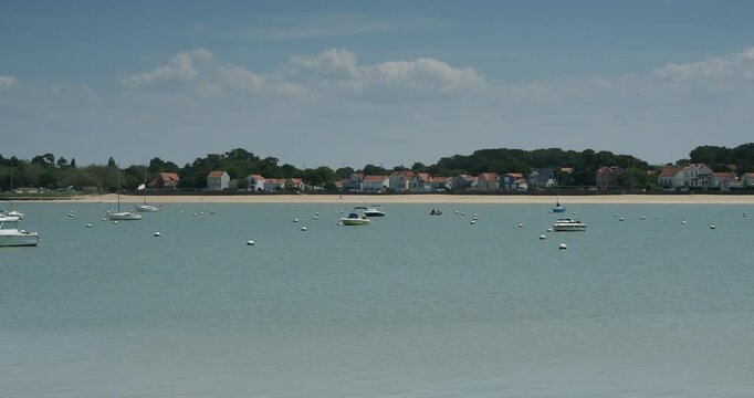 View of the North Beach of Fouras-les-Bains, seaside resort in Charente Maritime, New Aquitaine in West France
