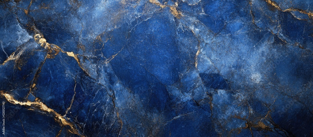 Poster luxurious blue marble background with gold veining and subtle glitter accents creating an abstract a