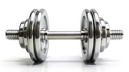 Naklejka premium Chrome Dumbbell on White Background