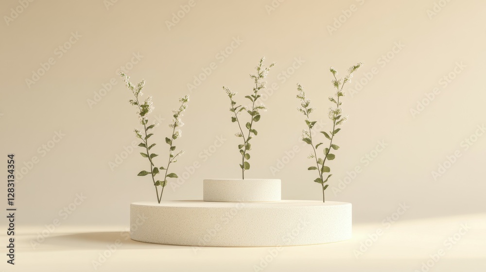 Poster cylinder abstract minimal scene with geometric platform. summer background vector 3d rendering with 