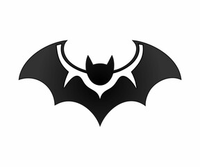 A clean, bold silhouette of a bat against a plain white background.