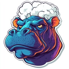 Obraz premium An artistic illustration of a hippo with a unique vibrant style and dramatic features.