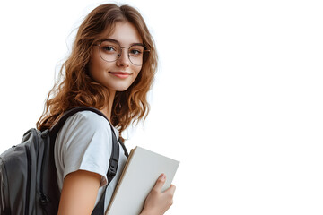 young student girl with backpack