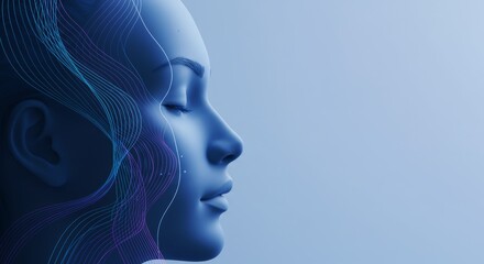 Tranquil mind face silhouette, Serenity in abstract design and calming hues