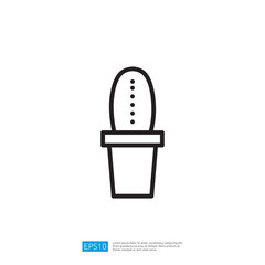 Minimalist Cactus Icon in Simple Outline Design for Modern Decor and Botanical Illustration with Stylish Aesthetic Touches