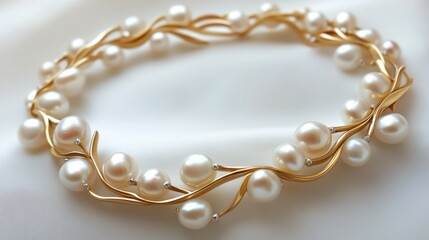 Obraz premium Elegant pearl necklace, showcasing luxury and fashion jewelry