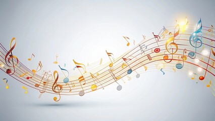 Musical notes melody isolated on background, abstract music composition, music sheet, musical elements