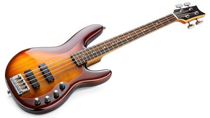 Fototapeta premium Sunburst Bass Guitar on White Background