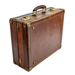 An old vintage briefcase isolated on a transparent background