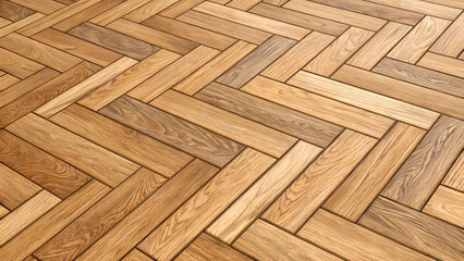 Wood flooring creates warm, inviting atmosphere with its classic herringbone pattern and rich texture, adding sense of timeless charm