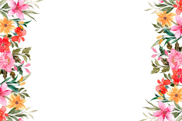 Watercolor flower frame background for wedding, birthday, card, background, invitation, wallpaper, sticker, decoration etc.