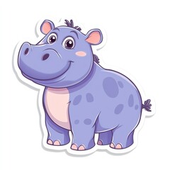 Fototapeta premium Cute cartoon hippo with a friendly smile, perfect for children's designs and illustrations.