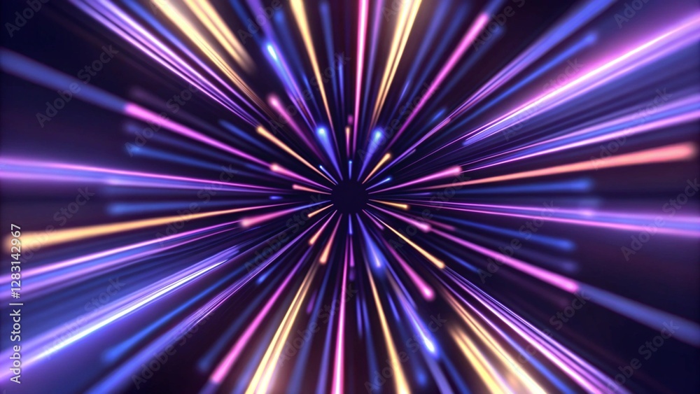 Poster radial color spirals. blue glowing lines air flow effect. speed connection background. database fast
