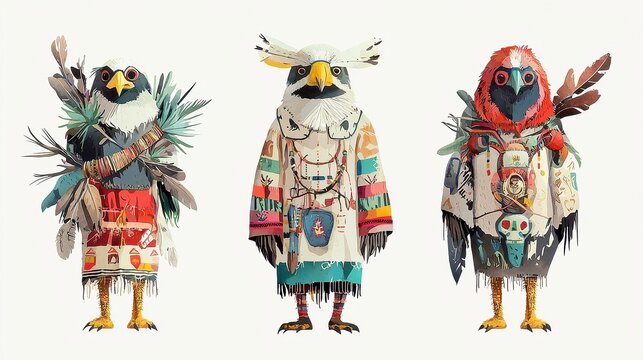 Zuni and Hopi Herbal Shamans, Pueblo Native American healers utilizing desert plants, vibrant watercolor illustration on a clean background, ideal for educational or cultural projects