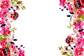 Watercolor flower frame background for wedding, birthday, card, background, invitation, wallpaper, sticker, decoration etc.
