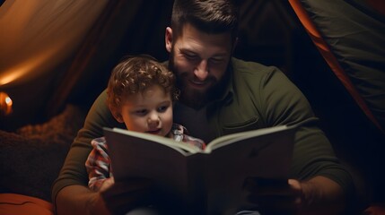 Heartwarming of a Parent Gently Reading a Bedtime Story to Their Toddler Child in a Cozy Softly Lit Setting Promoting Bonding Comfort and Imagination