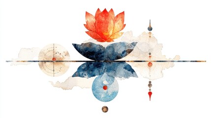 Ayurvedic Healing Symbols, intricate dosha representations, balance charts, traditional motifs, vibrant watercolor style, isolated on white, perfect for wellness projects