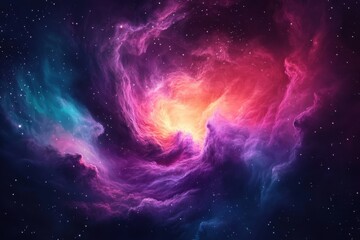 Obraz premium Vibrant cosmic nebula bursting with color in the depths of space during springtime celebration of Easter