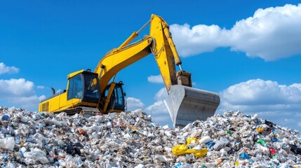 Obraz premium Efficient Waste Management Techniques in Modern Garbage Monitoring with Heavy Machinery