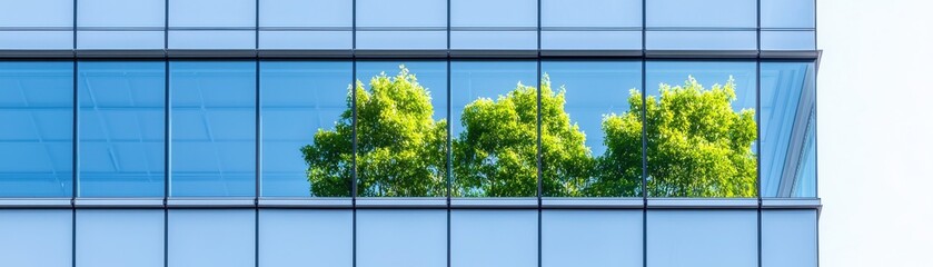 Modern Office Building Showcasing Environmental Sustainability Through Green Design and Social Responsibility