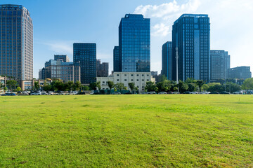 spring park and modern city