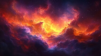 Fototapeta premium Fiery Nebula: A Cosmic Dance of Colors